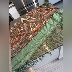 Paisley Patterned Scarf with Fringe